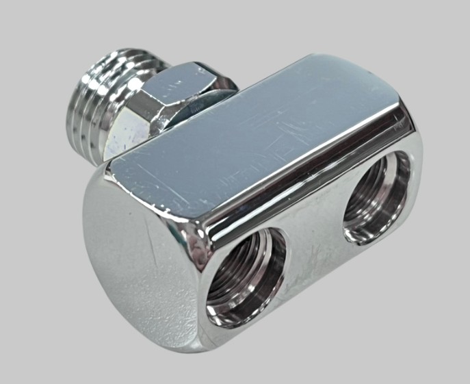 [AS1857737971498] 1 to 2 adapter 9/16-18 UNF 2A to 3/8-24 UNF 2B x 2