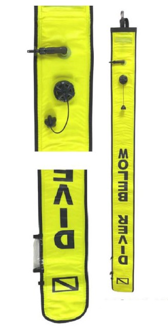 Diver below alert tube with dump valve & O. tube 181 x 15.50 cm (Geel)