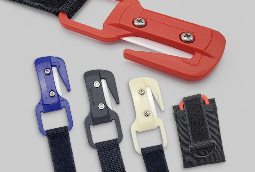 Easy rescue line cutter with pouch (Rood)