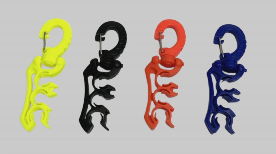 Hose holder with clip for 3 hoses (Rood)
